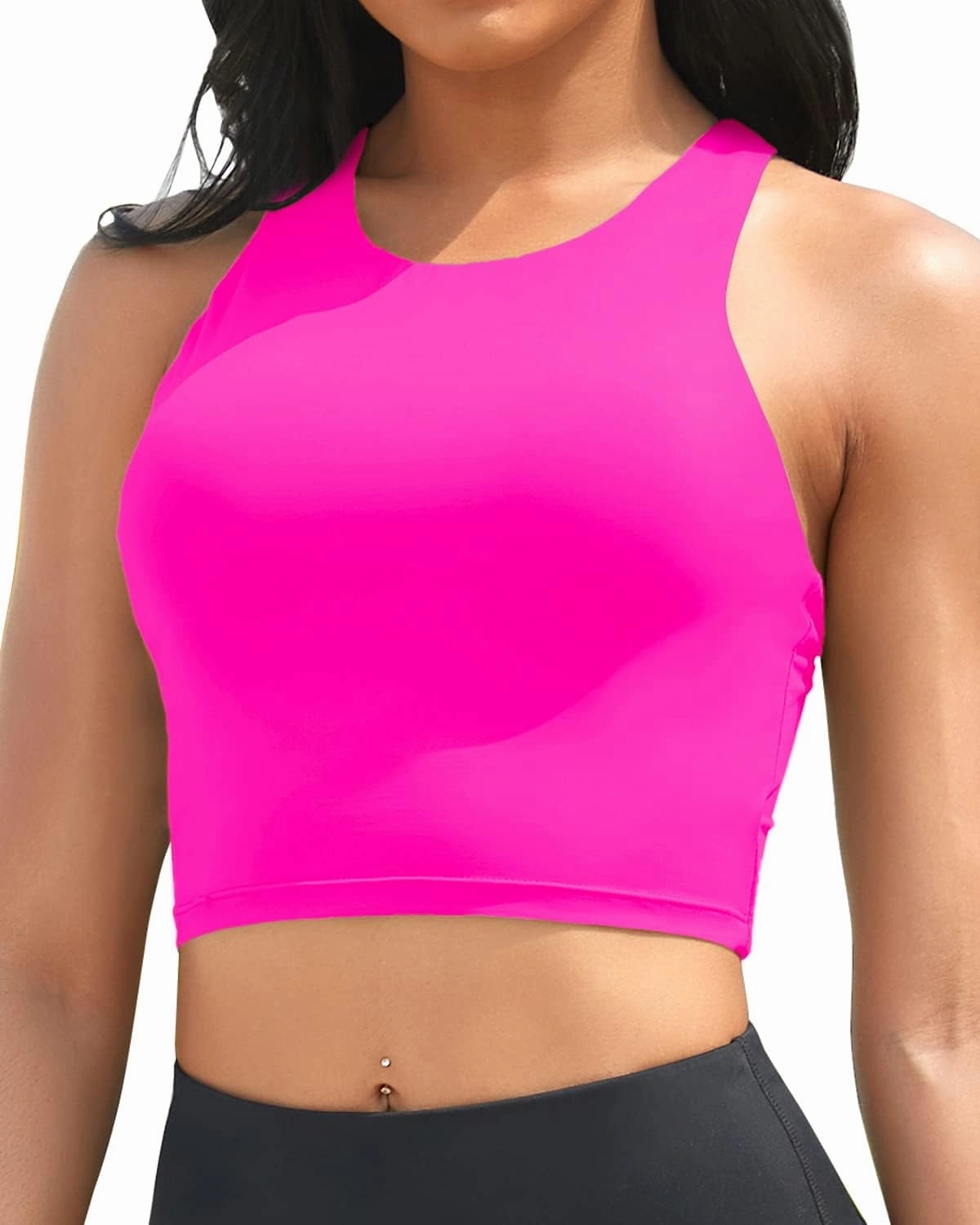 Yonique Women High Waisted Bikini Two Piece Swimsuit Crop Bathing Suits Sporty Swimwear Bikini Set