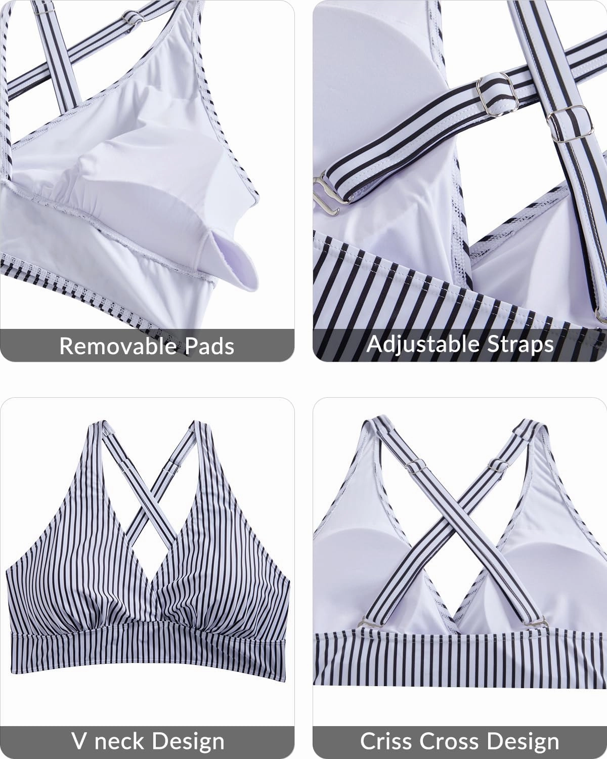 Yonique Women Plus Size Bikini Top Large Bust Swim Top Full Coverage Swimsuit Sport Bra Bathing Suit