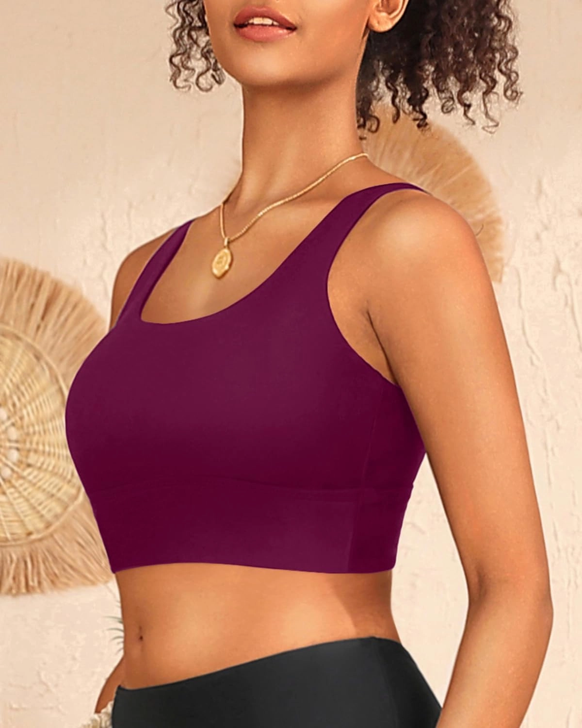 Yonique Women Sports Bra Bikini Top Swim Bra Athletic Swim Top Scoop Neck Bathing Suit