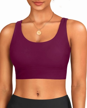Yonique Women Sports Bra Bikini Top Swim Bra Athletic Swim Top Scoop Neck Bathing Suit