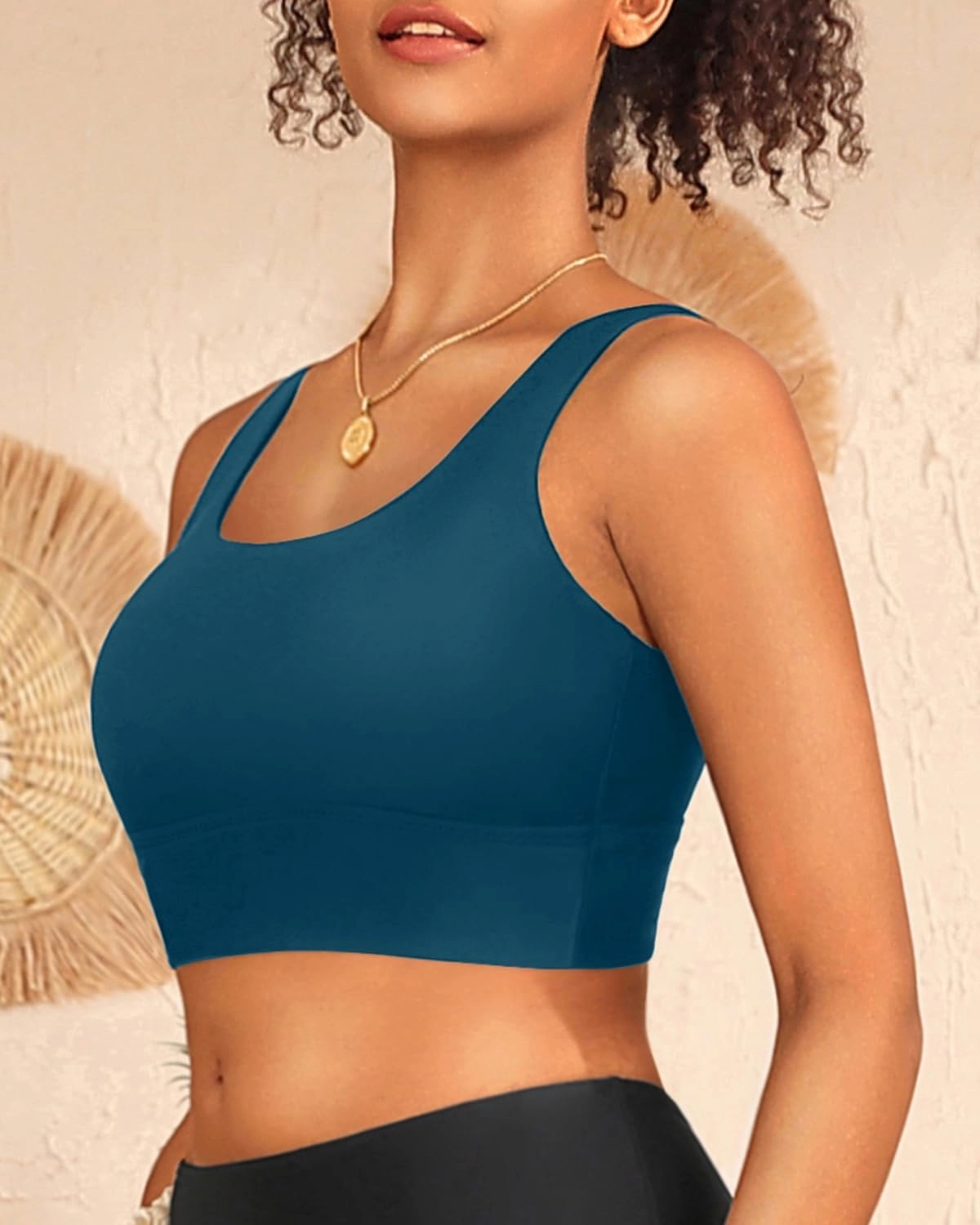 Yonique Women Sports Bra Bikini Top Swim Bra Athletic Swim Top Scoop Neck Bathing Suit