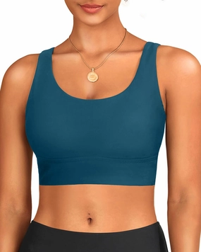 Yonique Women Sports Bra Bikini Top Swim Bra Athletic Swim Top Scoop Neck Bathing Suit