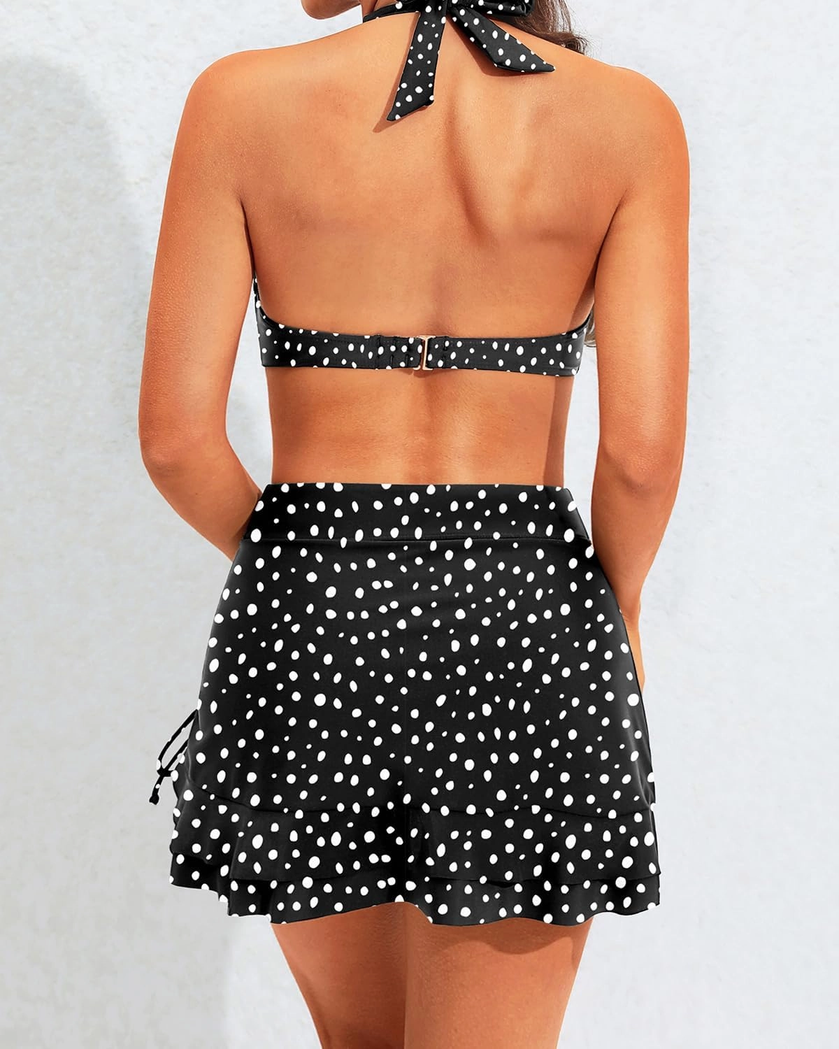 Yonique Womens High Waisted Bikini with Skirt Two Piece Swimsuit with Tummy Control Halter Bathing Suit