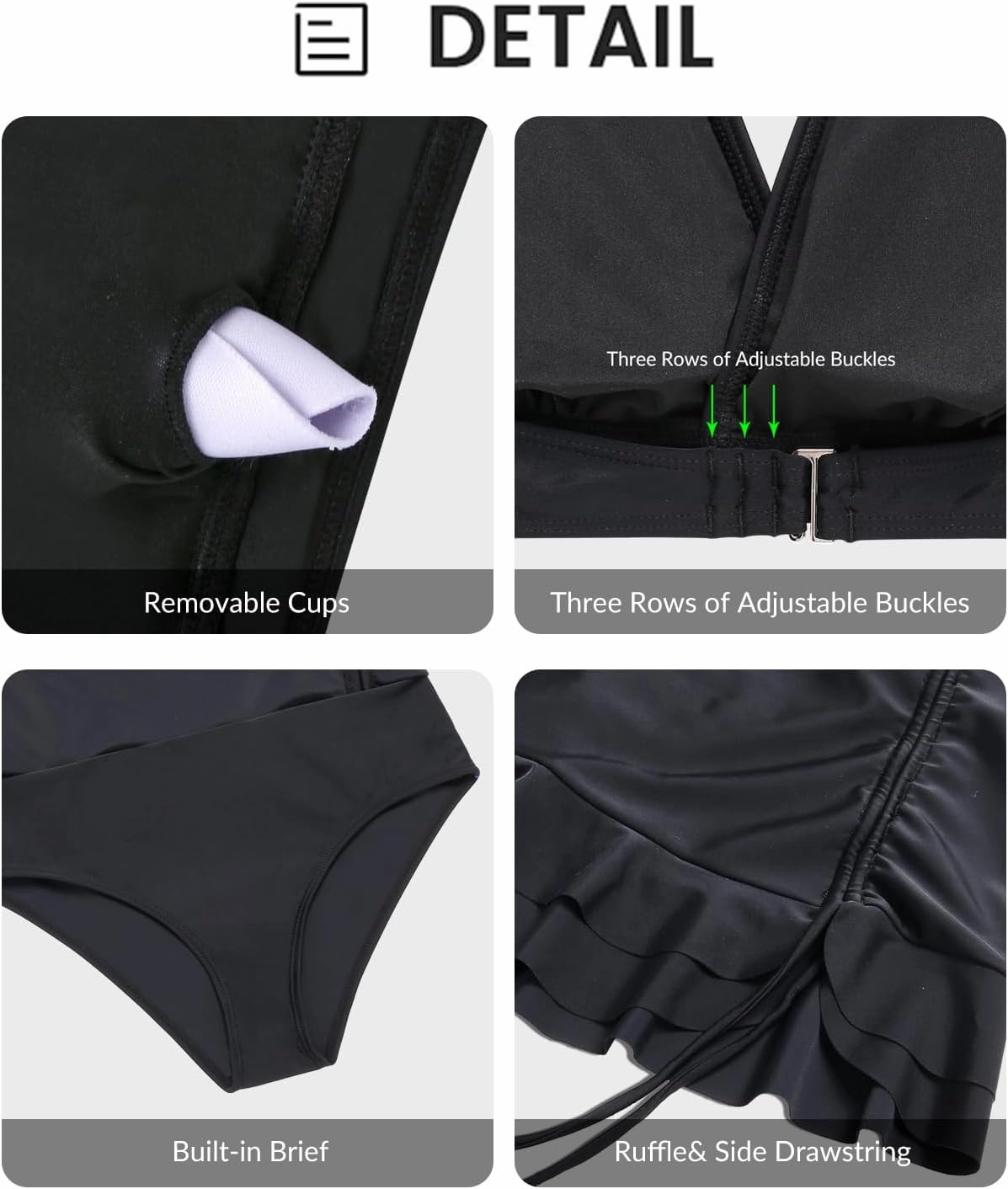 Yonique Womens High Waisted Bikini with Skirt Two Piece Swimsuit with Tummy Control Halter Bathing Suit