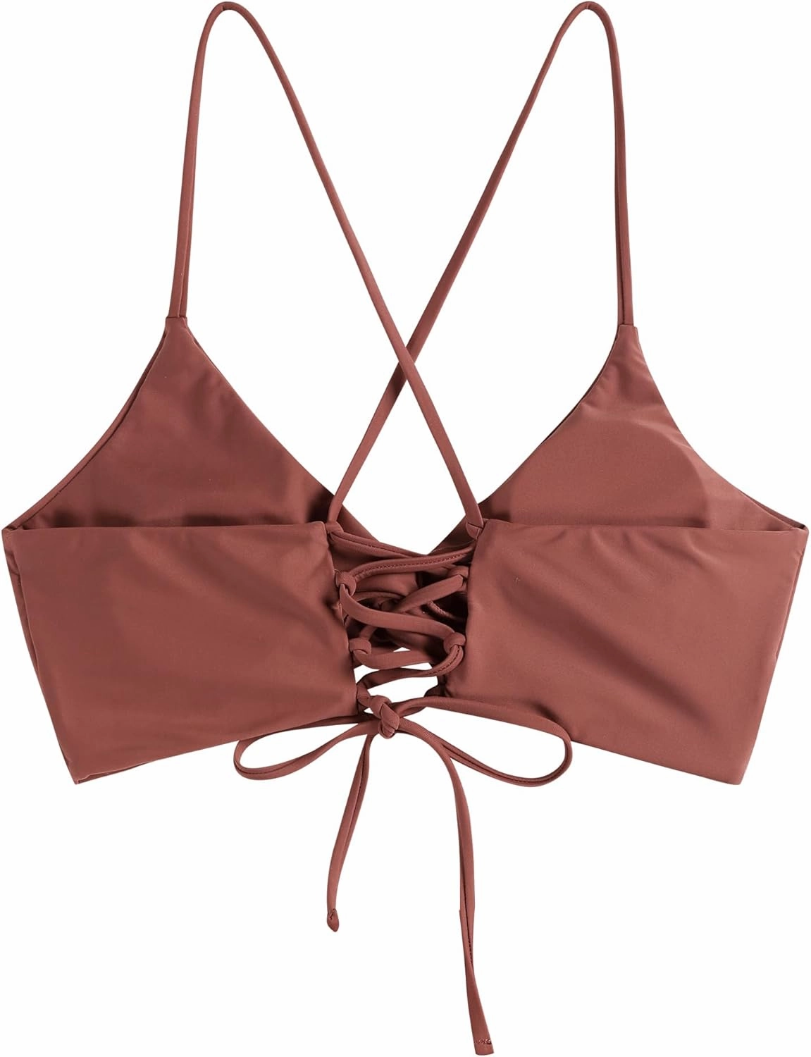 ZAFUL Bikini Tops for Women Push Up Swimsuit Top Lace Up Padded Bathing Suit Tops Twist Bikini Top Only