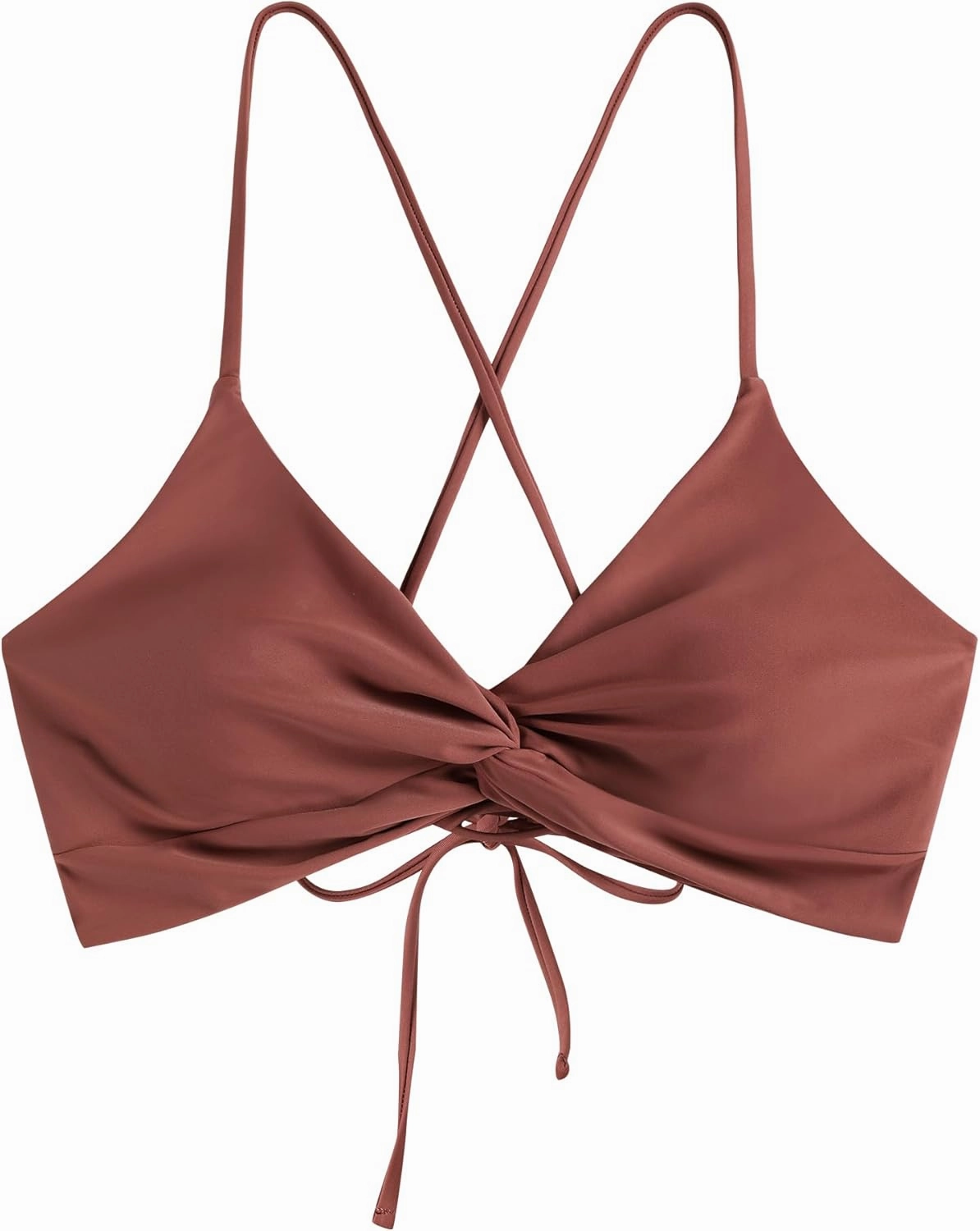 ZAFUL Bikini Tops for Women Push Up Swimsuit Top Lace Up Padded Bathing Suit Tops Twist Bikini Top Only