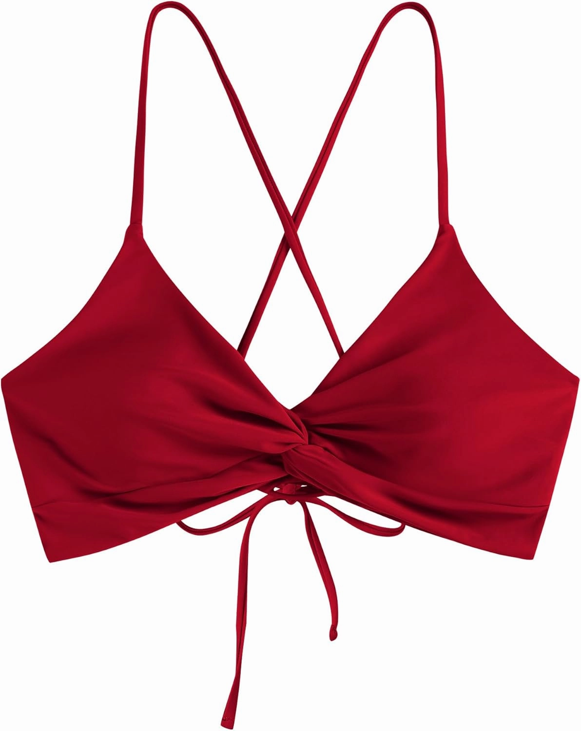 ZAFUL Bikini Tops for Women Push Up Swimsuit Top Lace Up Padded Bathing Suit Tops Twist Bikini Top Only