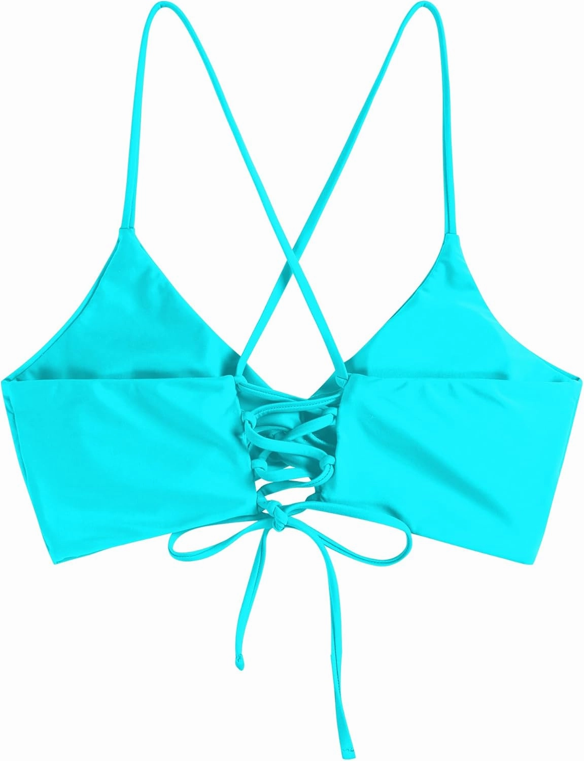 ZAFUL Bikini Tops for Women Push Up Swimsuit Top Lace Up Padded Bathing Suit Tops Twist Bikini Top Only