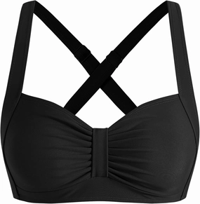 ZAFUL Women Bikini Top Only-Ruched Bra Padded Bathing Suit Top Cross Back Vintage Retro Bathing Suit Tops 2025