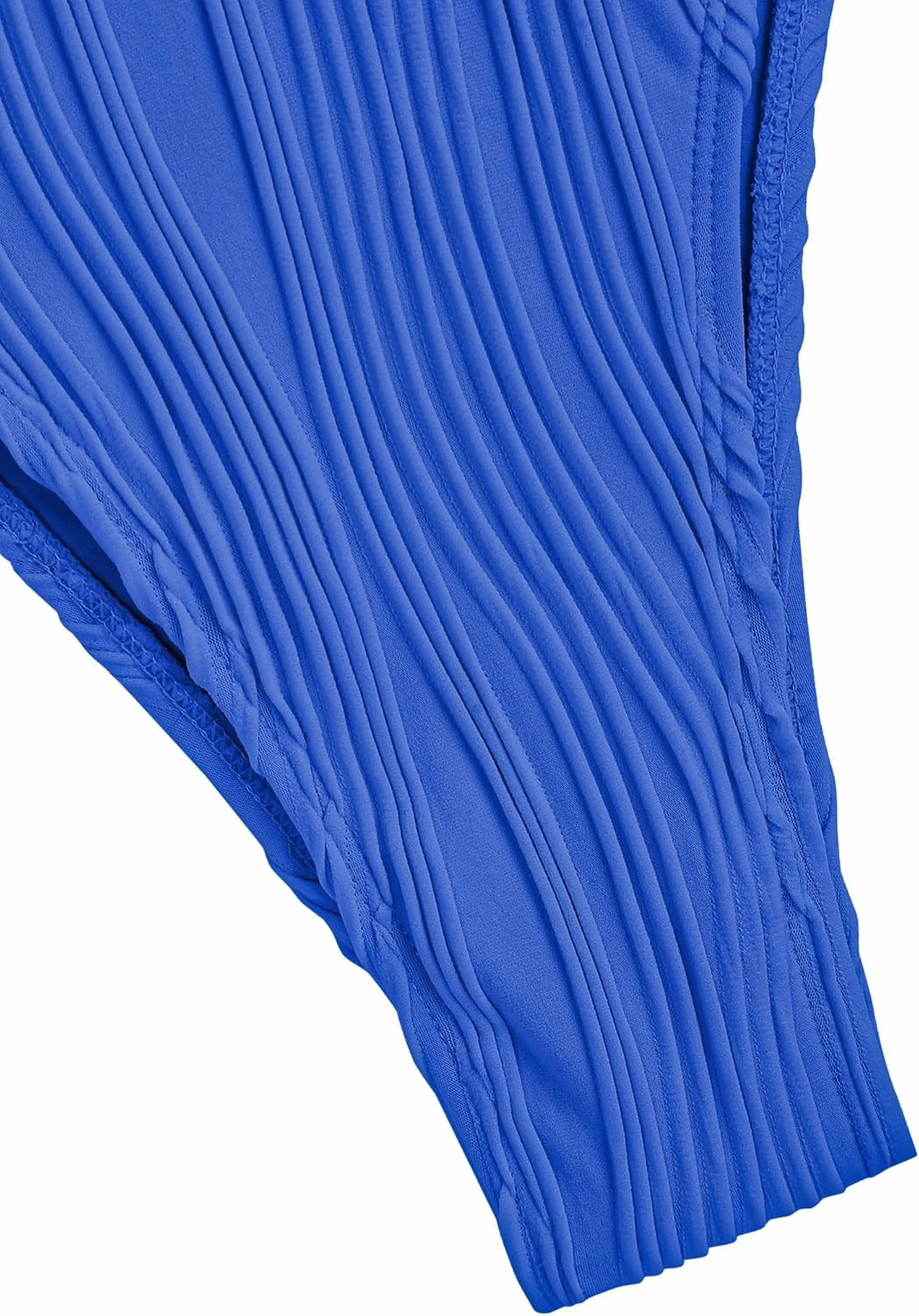 ZAFUL Women's Sexy Two Piece Swimwear Textured Triangle Plunging Neck High Cut Cheeky Bikini Set Solid Color Swimsuit