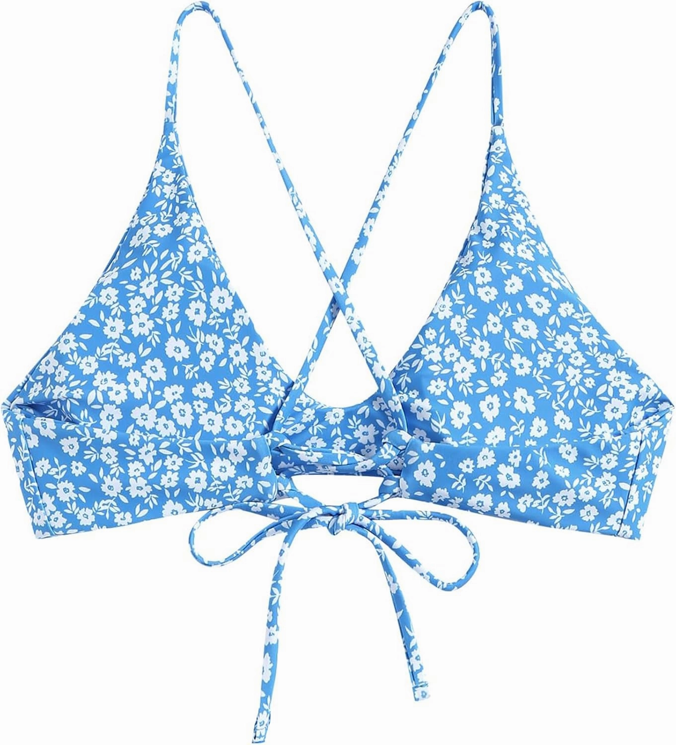 ZAFUL Women's Tie Back Bikini Top Solid Push Up Padded Bralette Swimsuit Bathing Suits Top