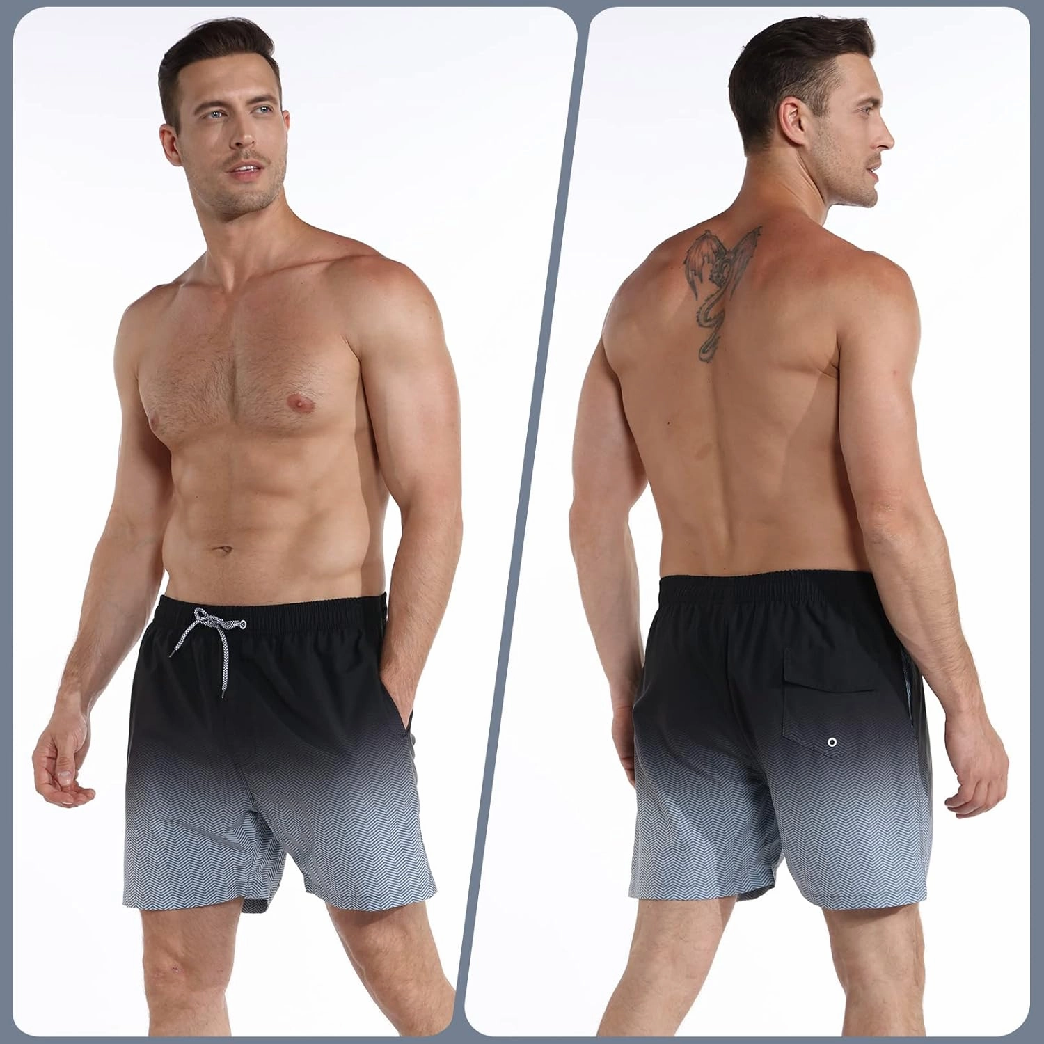 zeetoo Mens Swim Trunks with Compression Liner 5.5" Inseam Shorts Bathing Suit Quick Dry Swimsuit