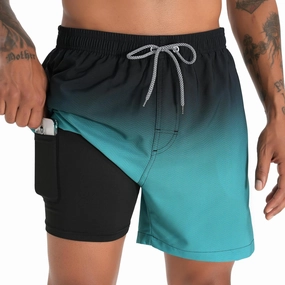 zeetoo Mens Swim Trunks with Compression Liner 5.5" Inseam Shorts Bathing Suit Quick Dry Swimsuit