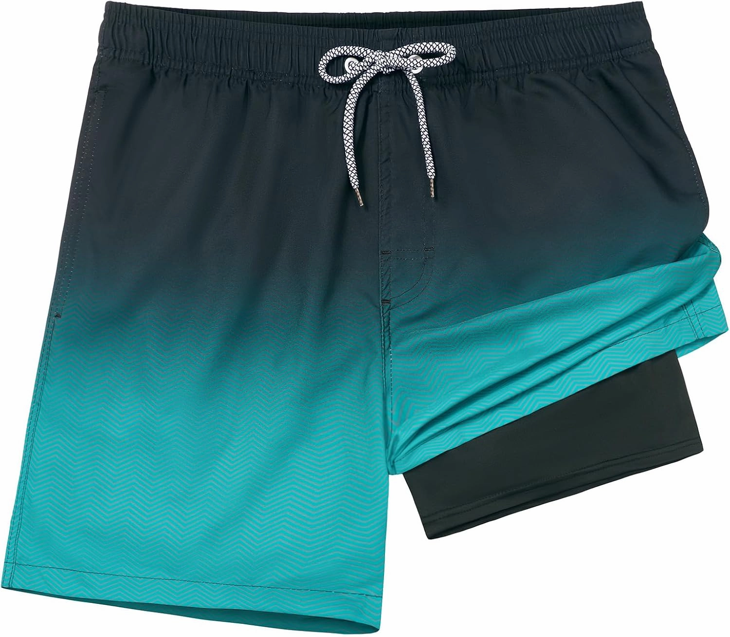 zeetoo Mens Swim Trunks with Compression Liner 5.5" Inseam Shorts Bathing Suit Quick Dry Swimsuit