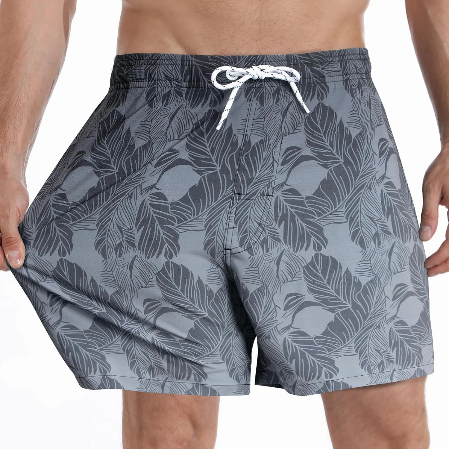 zeetoo Mens Swim Trunks with Compression Liner 5.5" Inseam Shorts Bathing Suit Quick Dry Swimsuit