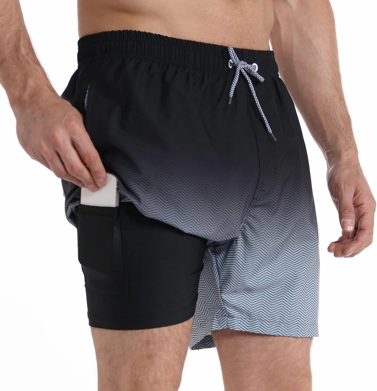 zeetoo Mens Swim Trunks with Compression Liner 5.5" Inseam Shorts Bathing Suit Quick Dry Swimsuit
